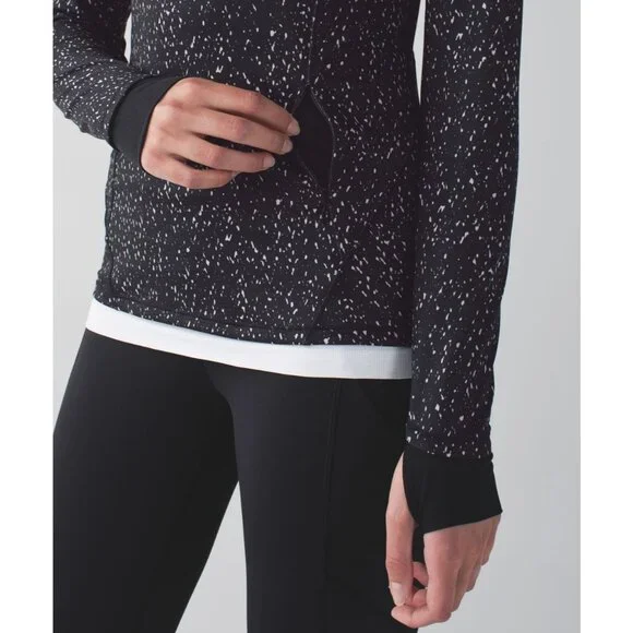 LULULEMON Go The Distance 1/2 Zip Jacket 8 Running Thumbholes Active Black Pink - Picture 4 of 8